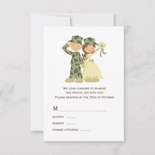 Kaarten van RSVP-soldaat en Bride Wedding RSVP (Voorkant)