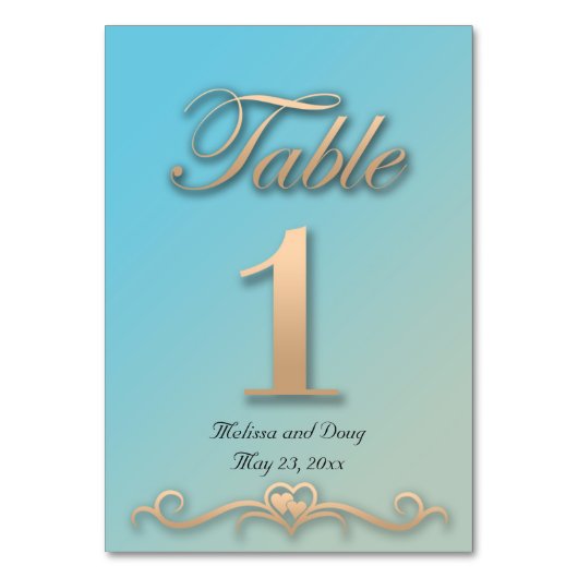 Kaarten van waterdieren en peach Wedding Table (Voorkant)