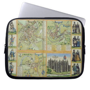 Kaarten van York, Shrewsbury, Lancaster en Richmon Laptop Sleeve