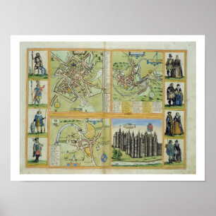 Kaarten van York, Shrewsbury, Lancaster en Richmon Poster