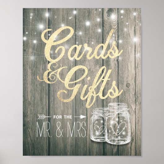Kaarten voor bruiloft en cadeaus Rustic Wood Mason Poster (Voorkant)