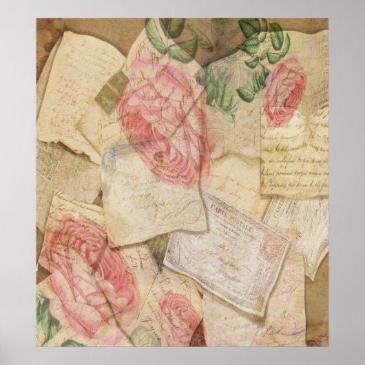 Kaarten voor collage, Franse brieven en post Poster (Voorkant)