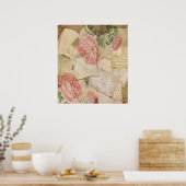 Kaarten voor collage, Franse brieven en post Poster (Keuken)