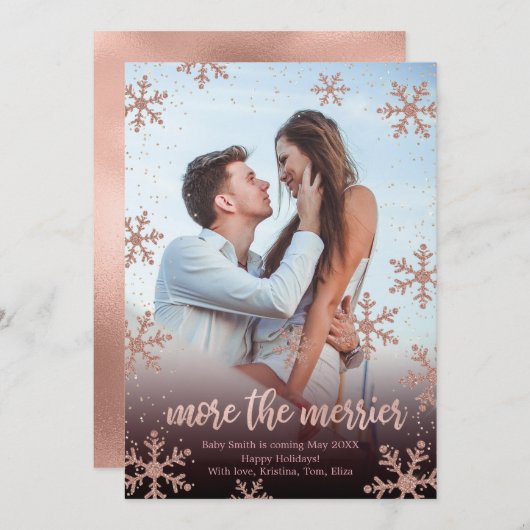 Kaarten voor de aankondiging van de kerstzwangersc (Voorkant / Achterkant)