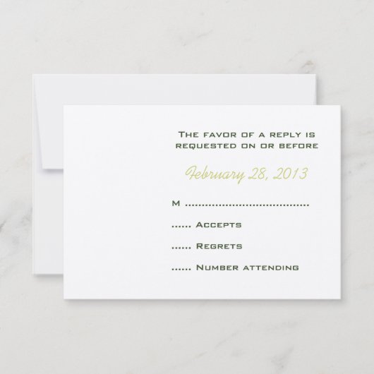 Kaarten voor een groene Wreated Monogrammed Weddin RSVP Kaartje (Voorkant)