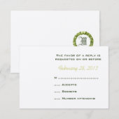 Kaarten voor een groene Wreated Monogrammed Weddin RSVP Kaartje (Voorkant / Achterkant)