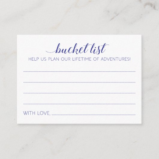 Kaarten voor Elegant Wedding Bucket List Navy Blue (Voorkant)