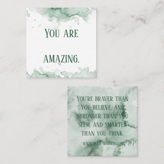 Kaarten voor groene Waterverf aangepaste bevestigi Vierkante Visitekaartje (Voorkant / Achterkant)