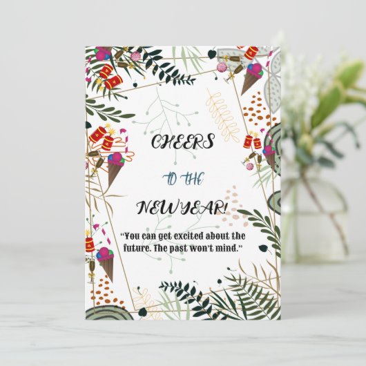 Kaarten voor het nieuwe jaar Greenery Botanical Ca (Staand voorkant)