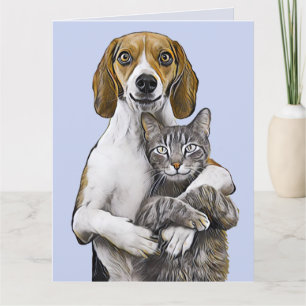 KAARTEN VOOR KAT- EN DOG ART ROMANTIC LOVE BIRTHDA