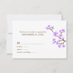 Kaarten voor lavender Cherry Blossom Wedding Respo RSVP Kaartje