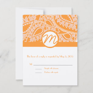 Kaarten voor Oranje Paisley Wedding Response RSVP Kaartje