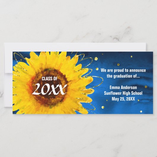 Kaarten voor persoonlijk Afstuderen | Blauw en gou (Achterkant)