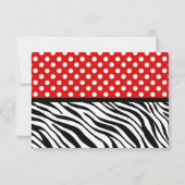 Kaarten voor Polka Dot Red en Zebra Print Reply RSVP Kaartje (Achterkant)