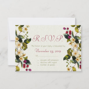 Kaarten voor reactie op bloemen en bessen RSVP kaartje