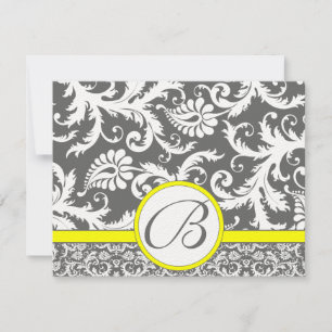 Kaarten voor steenkool, grijs en geel RSVP kaartje