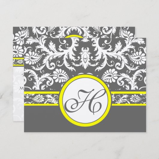 Kaarten voor steenkool, grijs en geel RSVP kaartje (Voorkant / Achterkant)