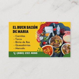 Kaarten voor Verkoop van Mexicaans Eten Visitekaartje