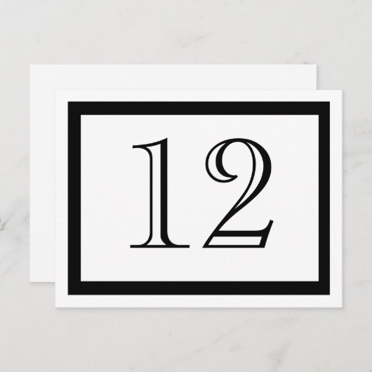 Kaarten zwart-wit tabelnummer (Voorkant / Achterkant)