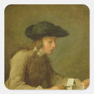 Kaartenhuis Vierkante Sticker