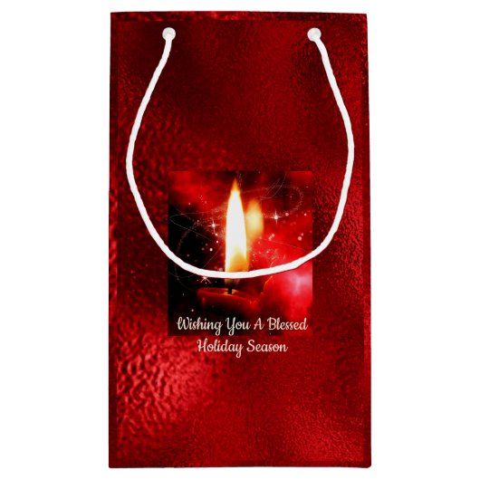 Kaartenkaarsje Rood Folie Holiday Gift Bag Klein Cadeauzakje (Achterkant)