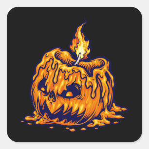Kaartenkop halloween pompoen vierkante sticker