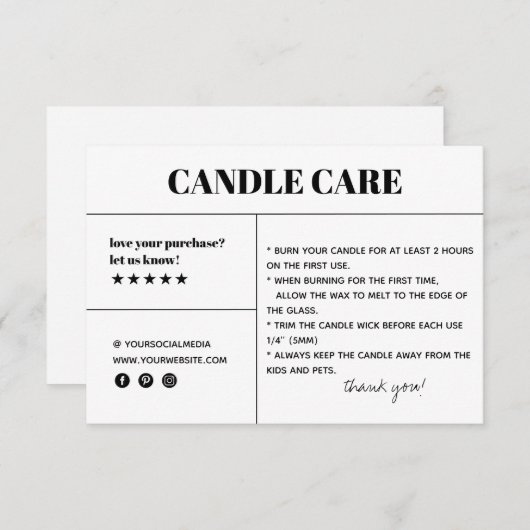 Kaartenzorg Dank u Verpakkende Kaart (Voorkant / Achterkant)