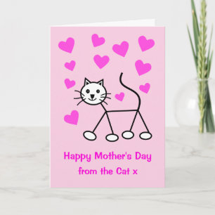 Kaartje van de Kat Hearts-Moederdag Kaart