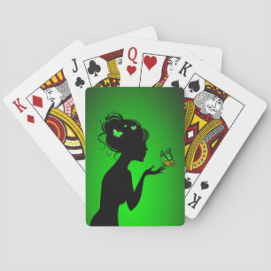 Kaartspel De vrouw groene vlinders Pokerkaarten