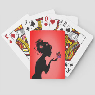 Kaartspel De vrouw rode vlinders Pokerkaarten