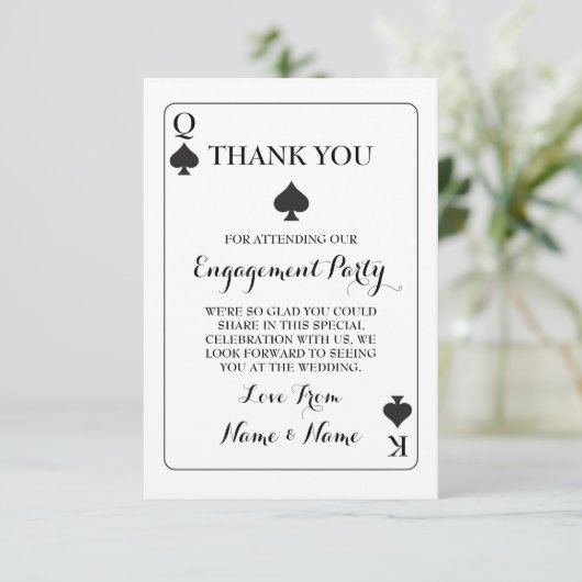 Kaartspel Koning Koningin Aas van Schoppen Bedankt Kaart (Staand voorkant)