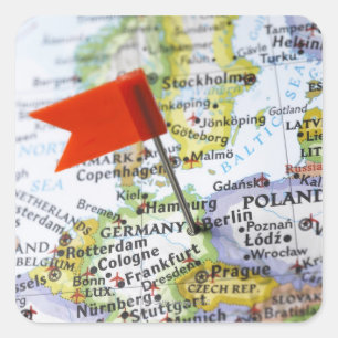 Kaartspeld in Berlijn, Duitsland, op de kaart gepl Vierkante Sticker