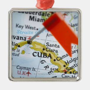Kaartspeld in Havana, Cuba op kaart, close-up Metalen Ornament