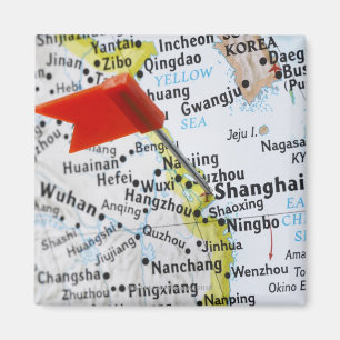 Kaartspeld in Shanghai, China, op kaart gebracht, Magneet