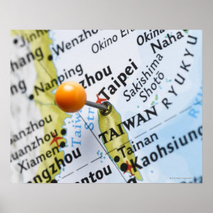 Kaartspeld in Taipei, Taiwan, op kaart geplaatst; Poster