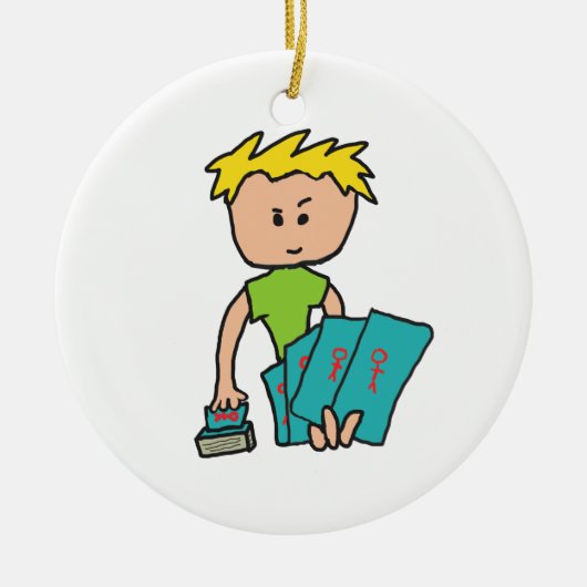 Kaartspeler Keramisch Ornament (Voorkant)