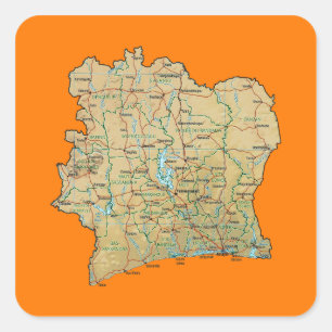 Kaartticker in Ivoorkust Vierkante Sticker