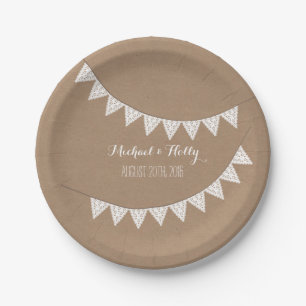 Kaartvoorraad geïnspireerd eyelet Bunting Wedding Papieren Bordje