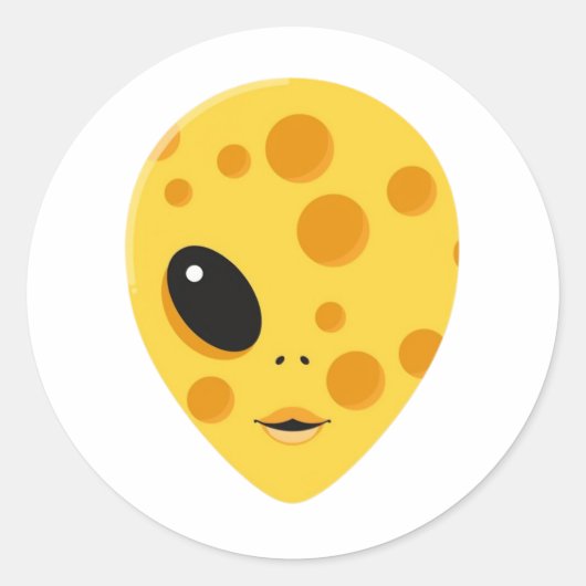 Kaas Alien – Grappige Zuivel Kunst Ronde Sticker (Voorkant)