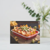Kaas bedekt Nacho's in container Briefkaart (Staand voorkant)