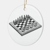 Kaas bord en schaakstukken kunst keramisch ornament (Links)