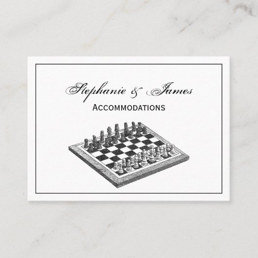 Kaas bord en schaakstukken  kunst visitekaartje (Voorkant)