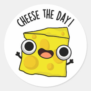 Kaas de dag grappig eten woordspeling ronde sticker