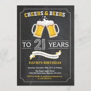Kaas en bier 21e verjaardag uitnodiging