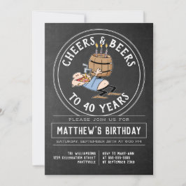 Kaas en bier 40-jarige feestdag zwart-wit kaart