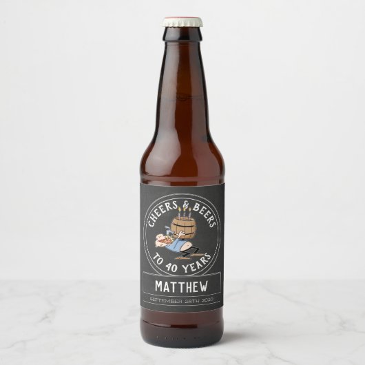 Kaas en bier 40e verjaardag zwart-wit bier etiket (Voorkant)