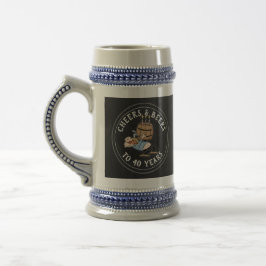 Kaas en bier 40e verjaardag zwart-wit bierpul
