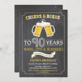 Kaas en bier 90e Birthday Invitation Card Kaart (Voorkant / Achterkant)