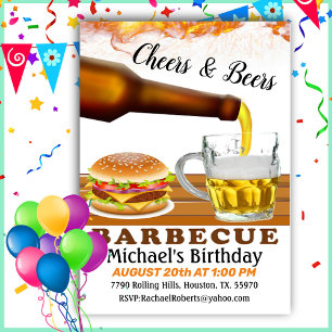 Kaas en bier Barbecue Birthday Invitation Kaart