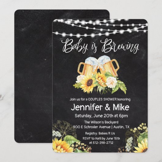 Kaas en bier Chalkboard Couples Shower Kaart (Voorkant / Achterkant)